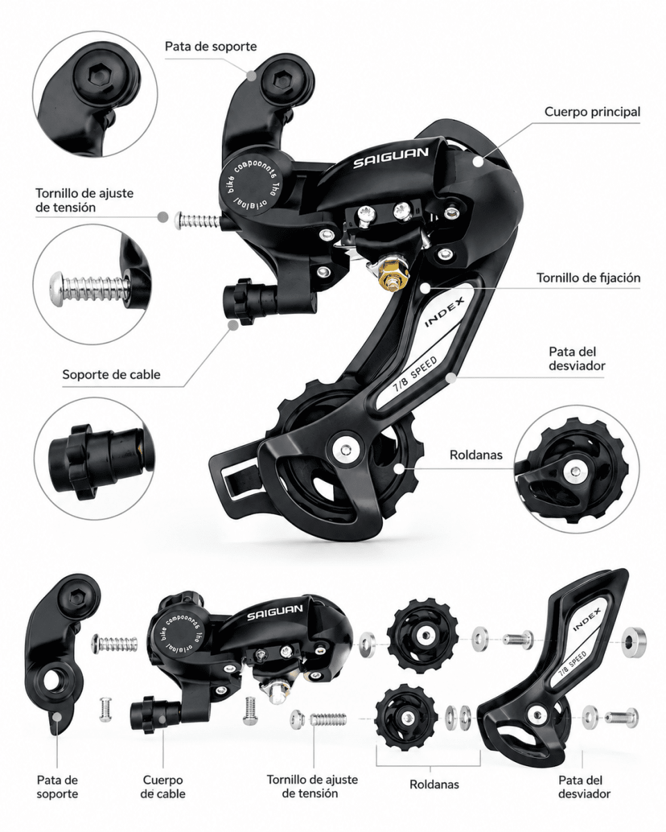 Cambio Trasero MTB 7/8 Velocidades con Pata Saiguan2