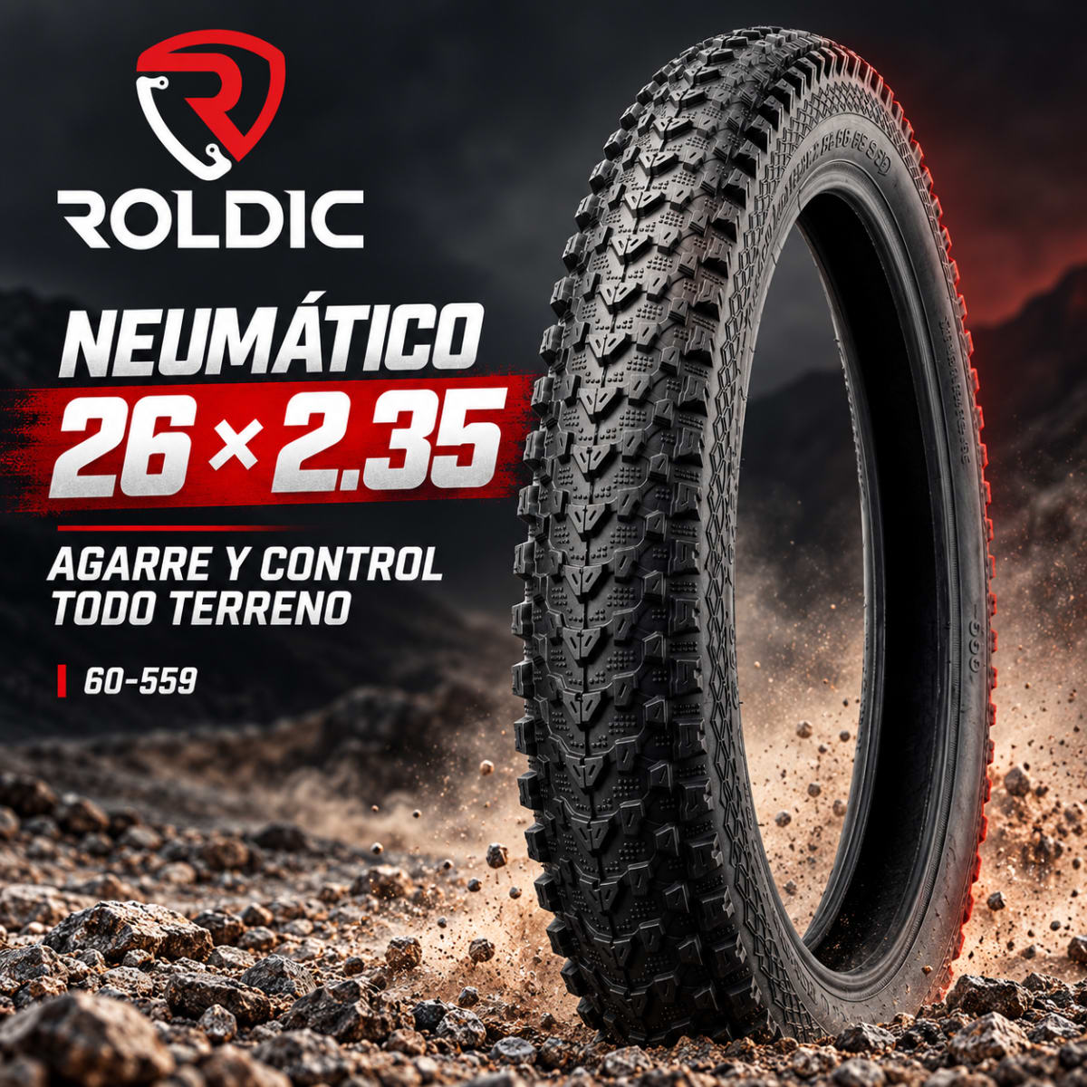 Neumático MTB Aro 26x2.35 Calugas Bajas F-308 Roldic3
