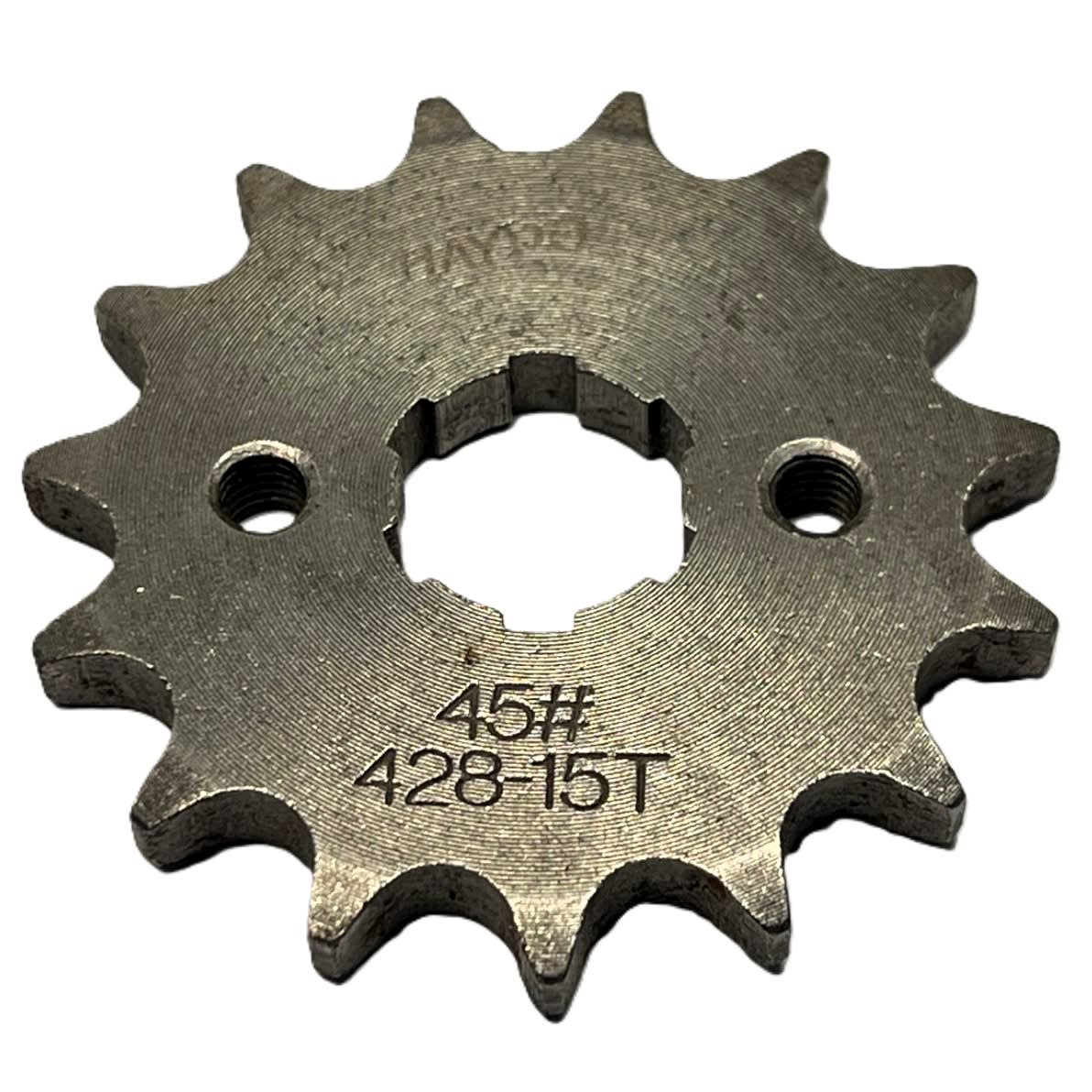 PIÑÓN SALIDA MOTO 428 15 DIENTES (15T) EJE ESTRIADO1