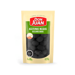 ACEITUNA NEGRA DESCAROZADA 250 GRS DON JUAN