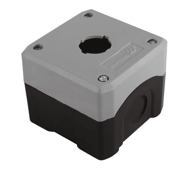 CAJA PLASTICA 1 PERFORACIÓN 22MM GRIS/NEGRO