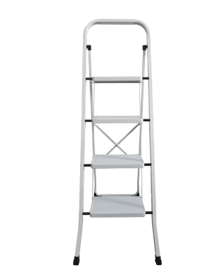 ESCALERA DE TIJERA ACERO 150KG 4 PELDAÑOS BLANCA