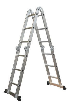ESCALERA ARTICULADA MULTI PROPOSITO ALUMINIO MAX 150KLS 3.6MTS 12 PENDAÑOS