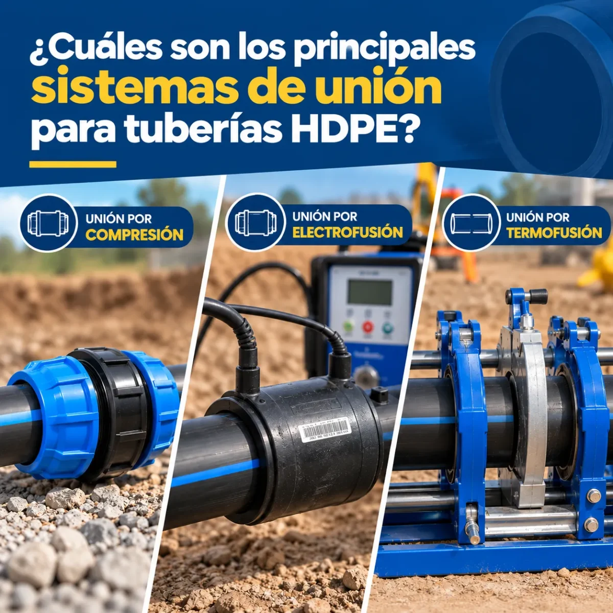 ¿Cuáles son los principales sistemas de unión para tuberías HDPE?