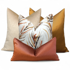 SET DE COJINES BOTÁNICO NARANJA EN NAPA SOFT