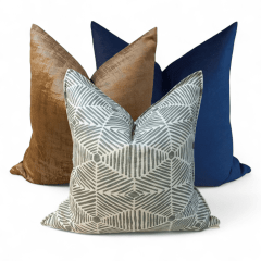 SET DE COJINES LUXOR GRIS GEOMÉTRICO EN NAPA SOFT