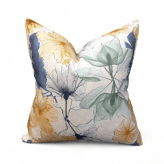 Funda Floral Azules Amarillo 55x55cm