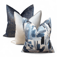SET DE COJINES BROCHA AZUL EN NAPA SOFT