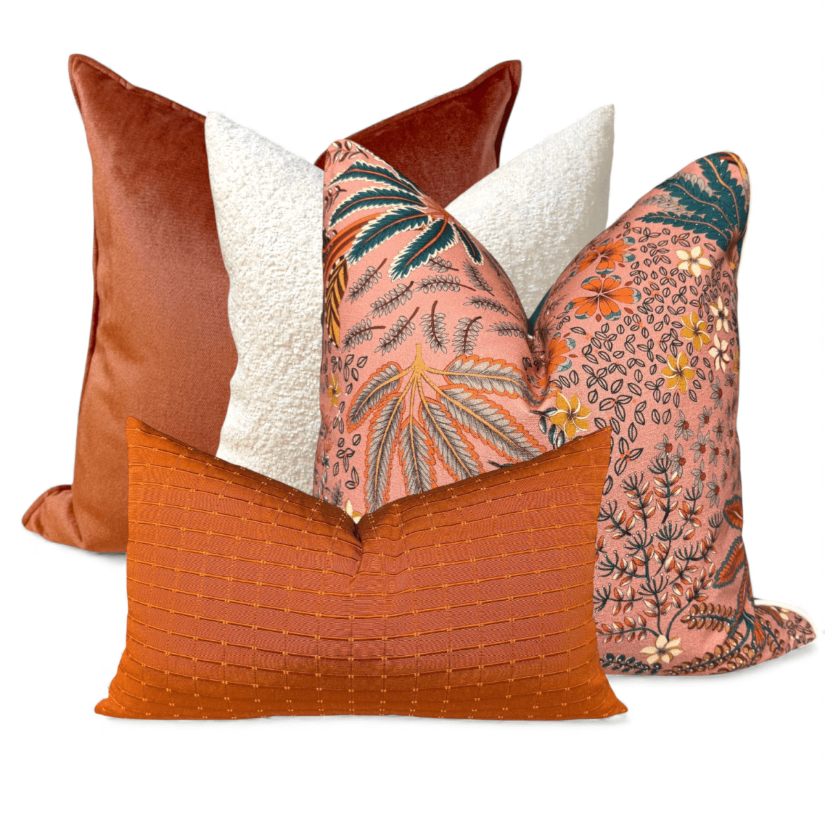 SET DE COJINES ORANGE FLORAL CON NAPA SOFT1