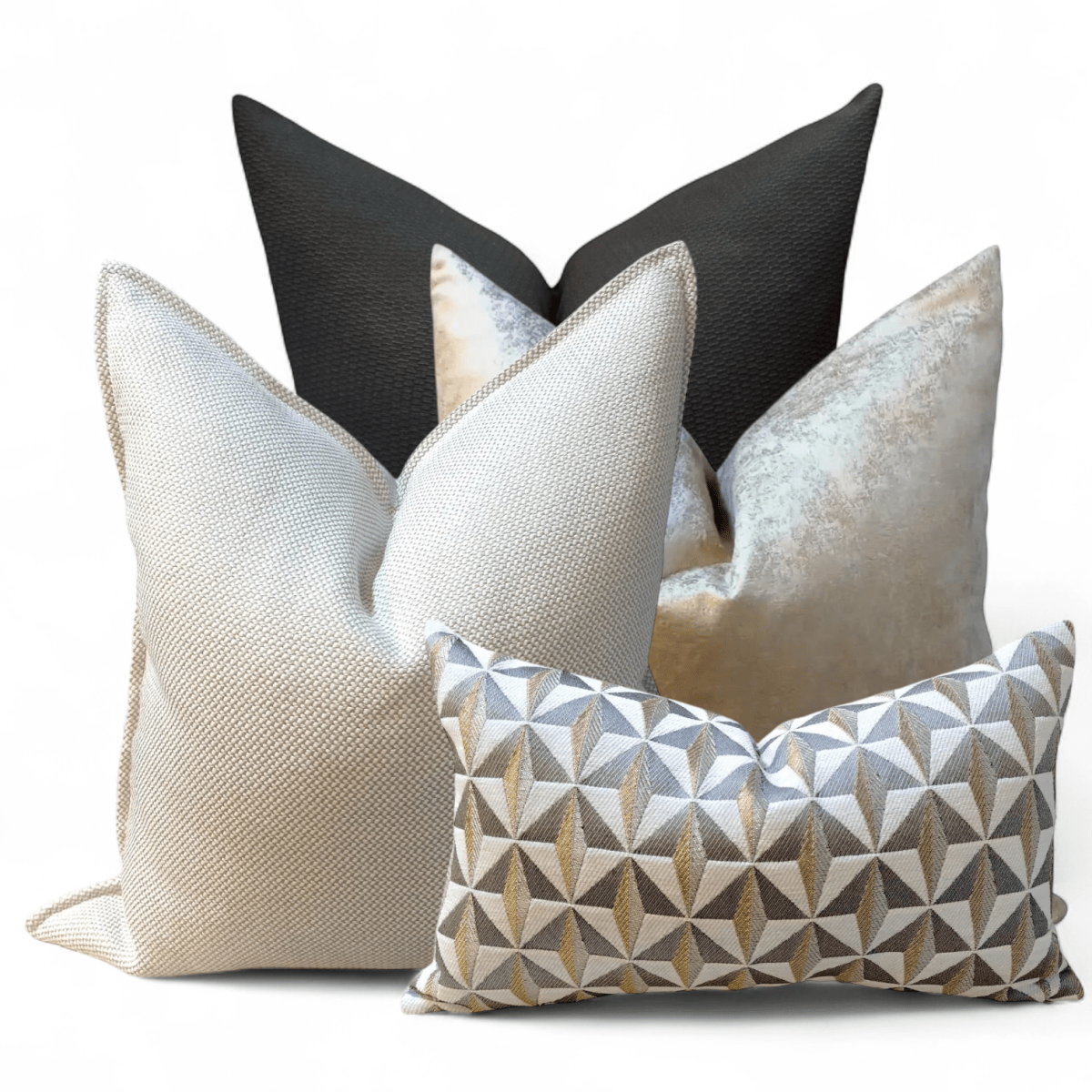 SET DE COJINES LUXOR NEGRO DIAMANTE EN NAPA SOFT1