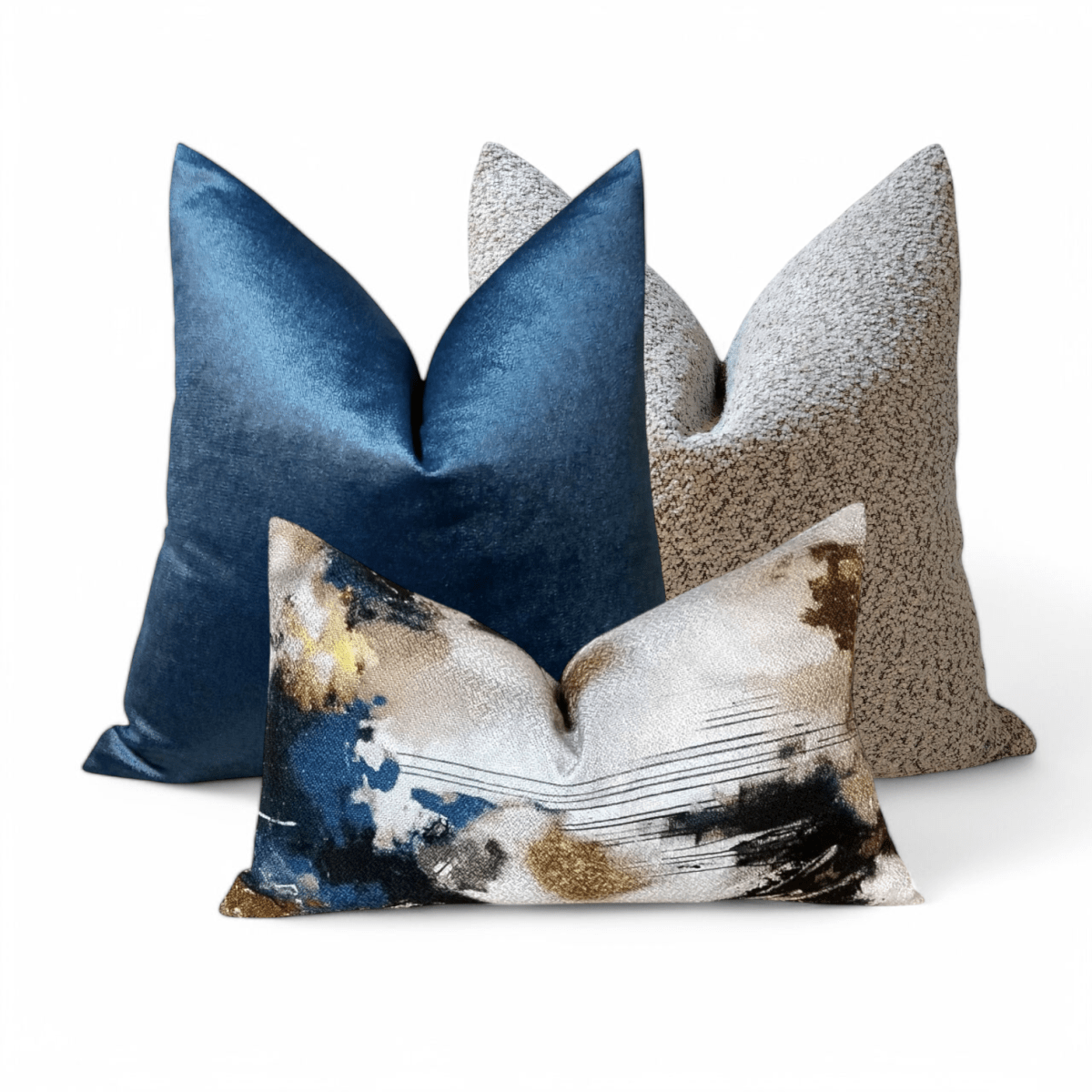 SET DE COJINES ABSTRACTA  LUXOR AZUL CON NAPA SOFT1