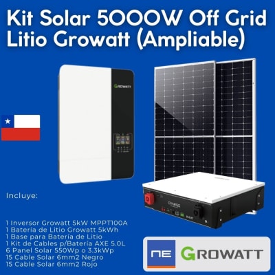 Kit Solar 5000W Off Grid Litio Growatt (Ampliable)