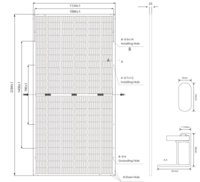 Panel Solar 620W Mono PERC Half Cell Anhui Bifacial
