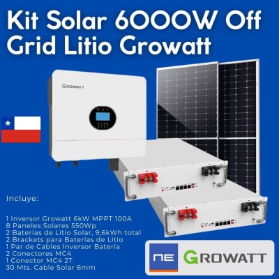 Kit Solar Off Grid 6kW Growatt Litio Full