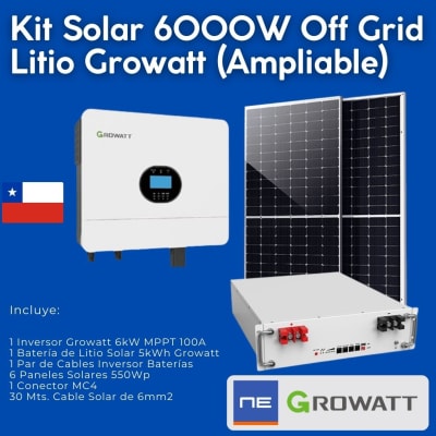 Kit Solar Off Grid 6kW Growatt Litio (Ampliable)