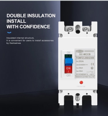 Automático DC 2 Polos 250A 600V para Sistema Solar Fotovoltaico