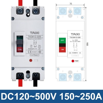 Automático DC 2 Polos 150A 500V para Sistema Solar Fotovoltaico