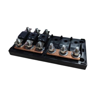 Barra Repartidora 300A 58V 3 Pernos + 3 Fusibles Mega
