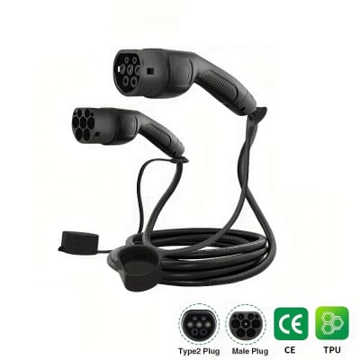 Cable de Carga Auto Eléctrico Tipo 2 Macho Hembra 11kW Trifásico