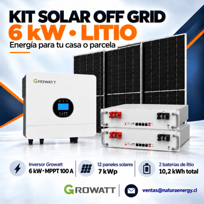 Kit Solar Off Grid 6kW Growatt Litio Full