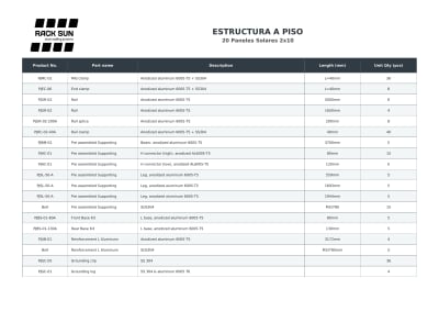 Estructura a Piso 20 Paneles Solares 2x10