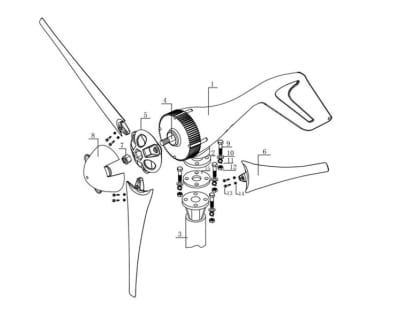 Generador Eólico 400W 3 Aspas con Salida a 24V AC