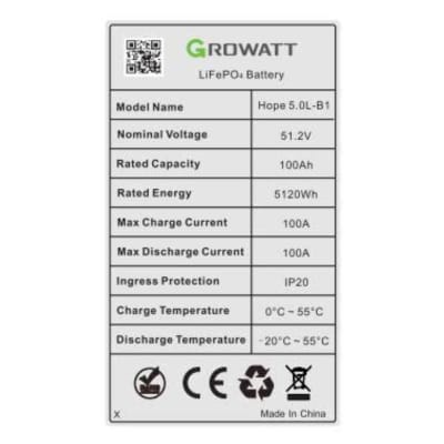 Batería de Litio 5.0kWh Growatt Hope 5.0L-B1