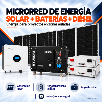 Microred de Energía Diesel y Solar Fotovoltaica 6kW Growatt