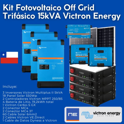 Kit Fotovoltaico Off Grid Trifásico 15kVA Victron Energy