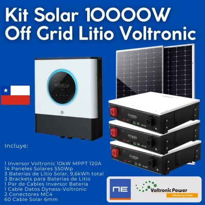 Kit Energía Solar Off Grid 10kW Voltronic y Litio