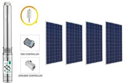 Kit Bomba Solar Pozo Profundo 3 pulg. 48 V. 1.4 m3/hr 100m.c.a. 500 W.