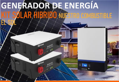 Kit Energía Solar Híbrido 5kW Litio, Incl. Instalación y Trámite SEC