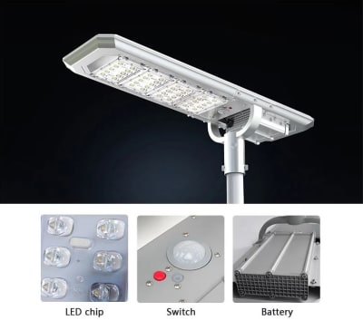 Luminaria Solar LED 40W 160 Lm/W para Poste de Alumbrado