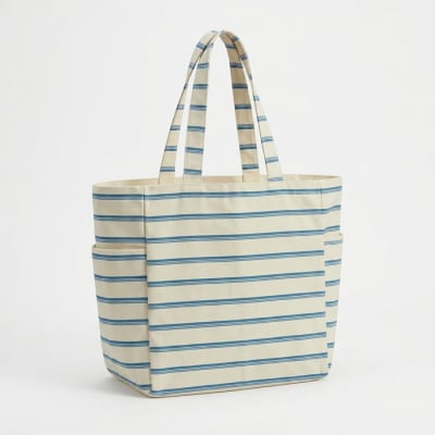 Tote bag bolsillos 40x40 cm rayas azules1