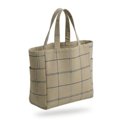 Tote bag bolsillos 40x40 cm cuadrillé beige