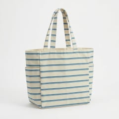 Tote bag bolsillos 40x40 cm rayas azules
