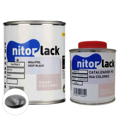 Poliuretano Nitorpol Deep Black Br de Nitorlack. Color. 500 ml + catalizador 046 de 250 ml1