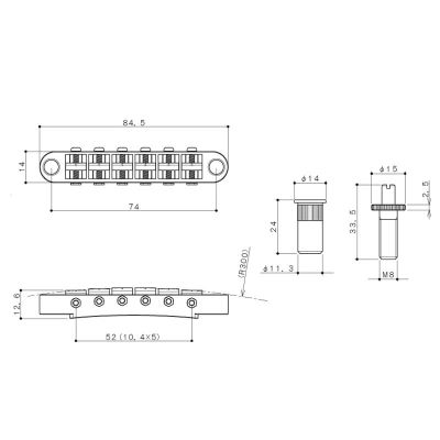 Puente Tune O Matic. Mod: GE103B-T. Color: Black1