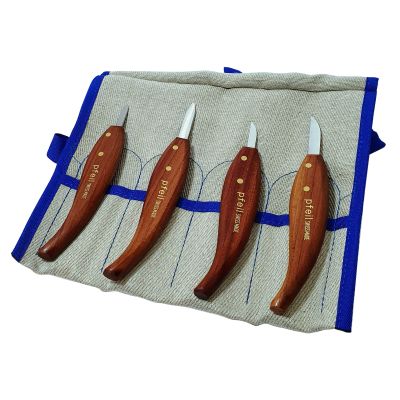 Set de 4 Cuchillos Pfeil Suiza Mod Ro4 dureza Acero Rockwell 57-60 Ideal para Tallado Incluye Estuche1
