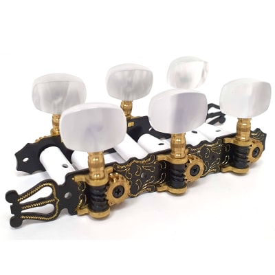Clavijero para Guitarra Clasica. Mod: 219.01. Black-Gold con Lira3