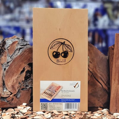 Set 3437 HK de 3 Mini Gubias 3 Cuchillos y 1 Piedra Two Cherries para Xilografia y Tallado1