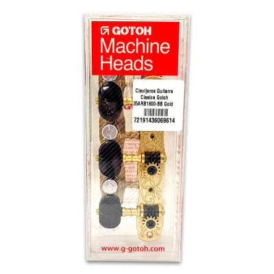 Clavijero Guitarra Clásica Gotoh 3L+3R Gold 35ARB1800-BB Bronce Sólido y Botón de Plastico Negro1