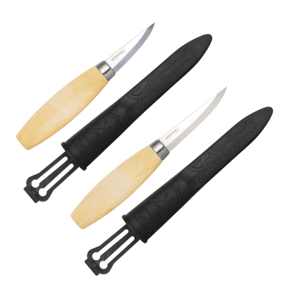 Pack de Cuchillos de Tallado Morakniv 106 (C) y 120 (C) Acero al Carbono con Estuche1