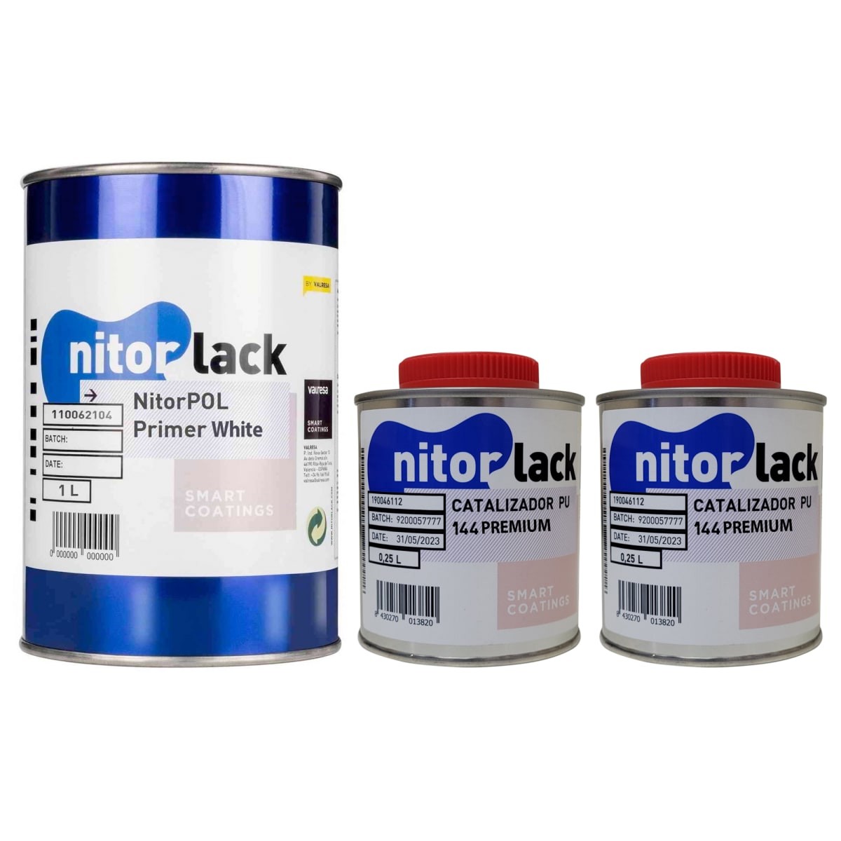 Poliuretano Primer White Nitorpol de Nitorlack. Blanco. 1 litro + 2 catalizadores 144 de 250 ml 0