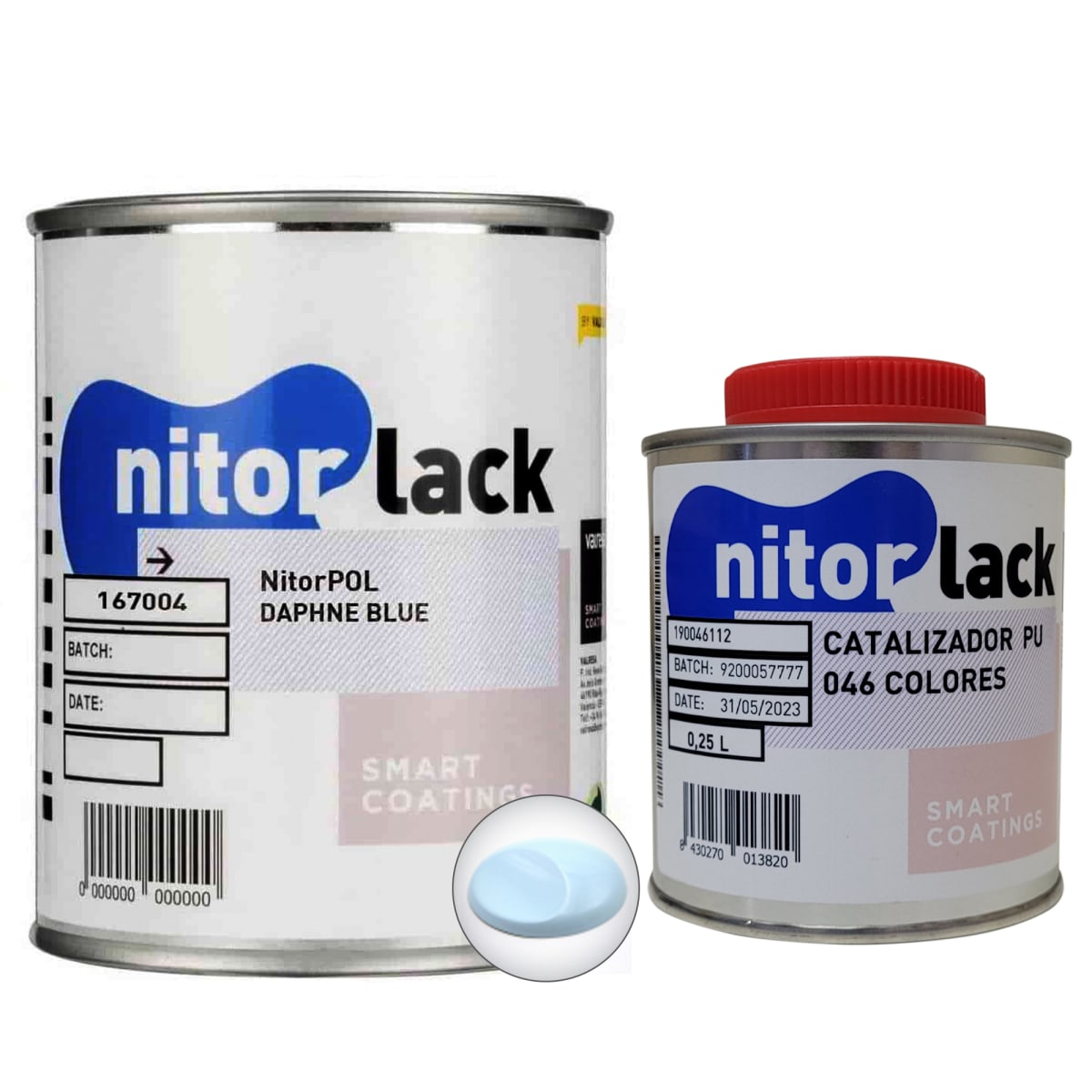 Poliuretano Nitorpol Daphne Blue de Nitorlack. Color. 500 ml + catalizador 046 de 250 ml 0