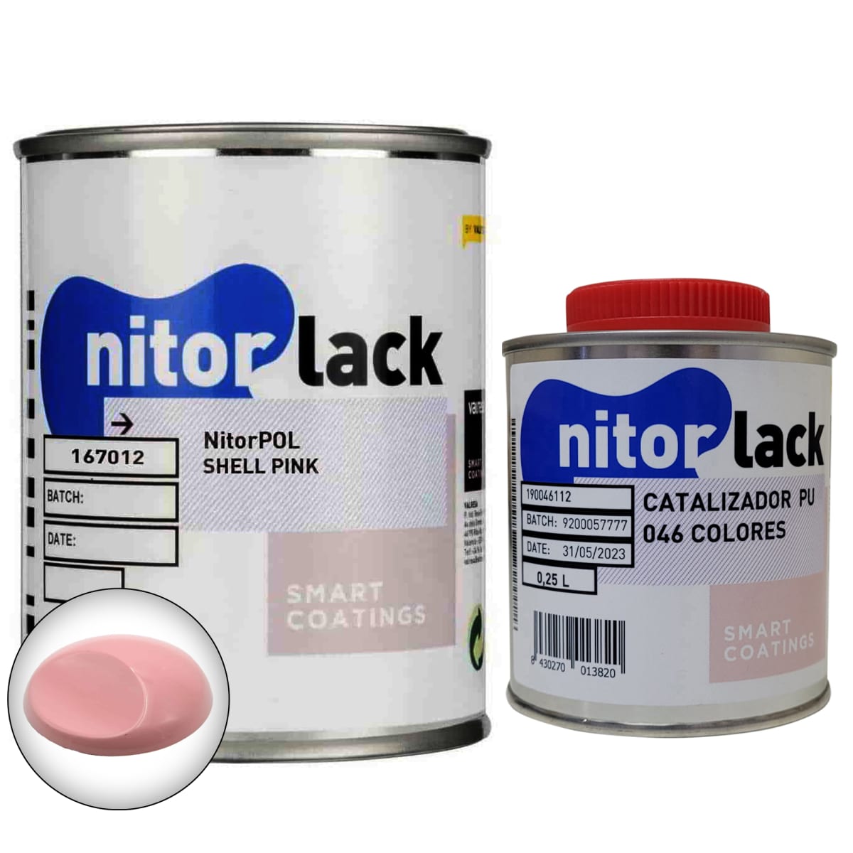 Poliuretano Nitorpol Shell Pink de Nitorlack. Color. 500 ml + catalizador 046 de 250 ml 0