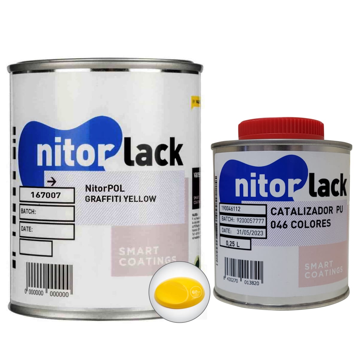 Poliuretano Nitorpol Graffiti Yellow de Nitorlack. Color. 500 ml + catalizador 046 de 250 ml 0