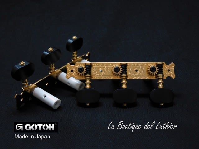 Clavijero Guitarra Clásica Gotoh 3L+3R Gold 35G620-EN Boton Madera Ebano 0