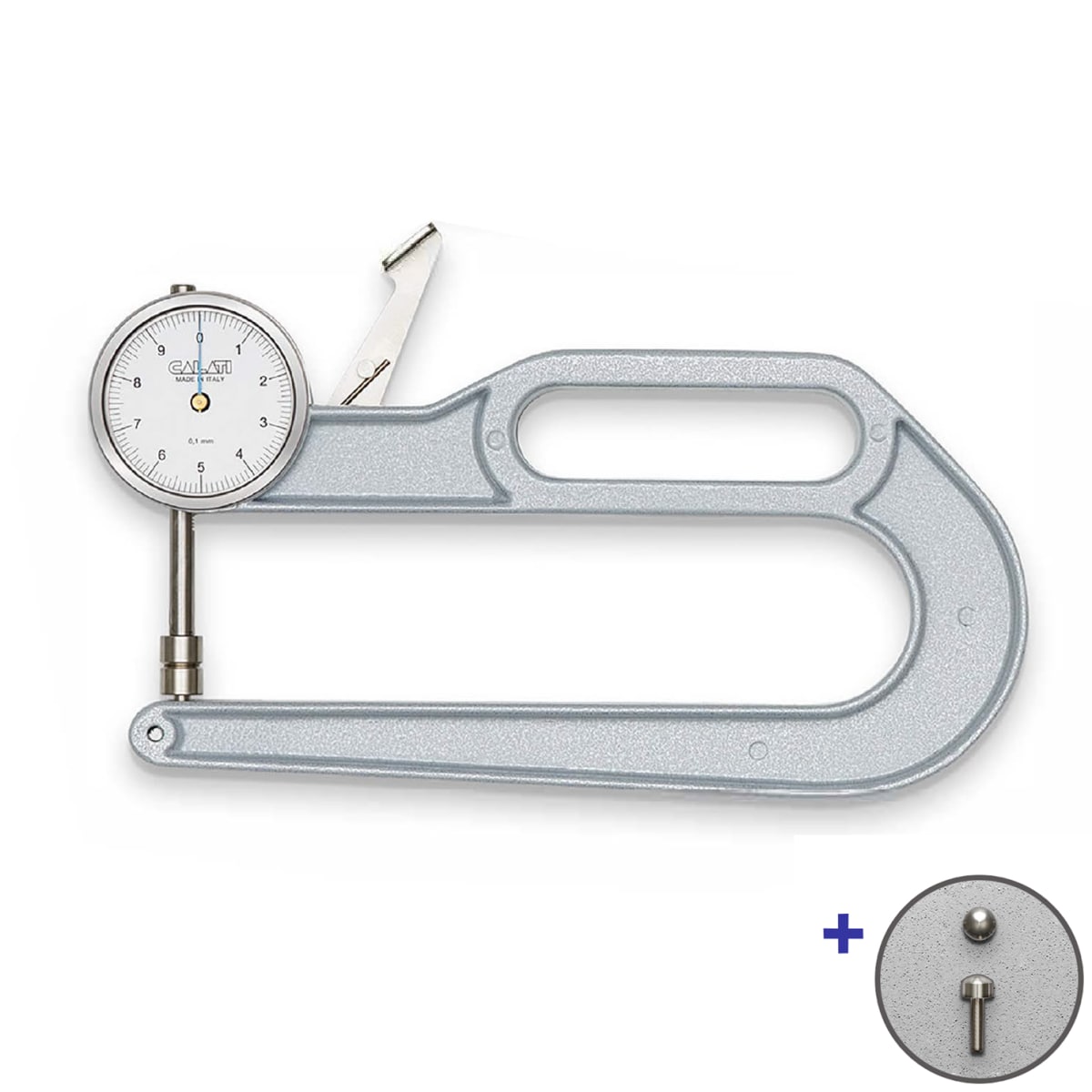 Espesimetro Pequeño Analogo Calati. Mod: 200TCA. Puntas Redondas + Planas Adicionales 0