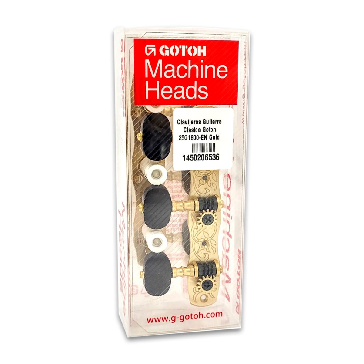 Clavijero Guitarra Clásica Gotoh 3L+3R Gold 35G1800-EN Bronce Sólido y Botón de Madera Ebano Negro2